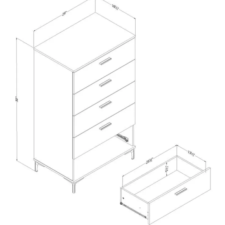 Meubles South Shore 5-Drawer Chest - South Shore Gray Oak Discount