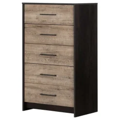 Meubles South Shore 5-Drawer Chest - South Shore WEATHERED OAK AND RUBBED BLACK Sale