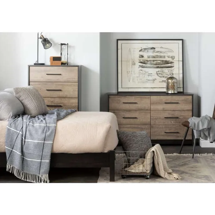Meubles South Shore 5-Drawer Chest - South Shore WEATHERED OAK AND RUBBED BLACK Sale