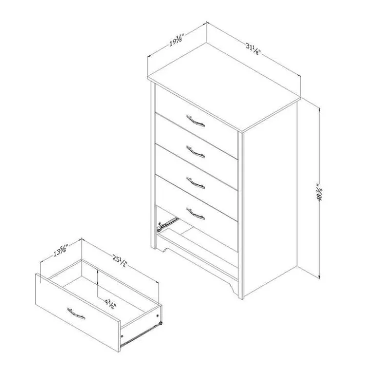 Meubles South Shore 5-Drawer Chest - South Shore PURE BLACK Hot