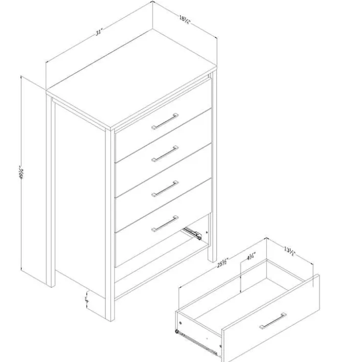 Meubles South Shore 5-Drawer Chest - South Shore Natural Mango Discount