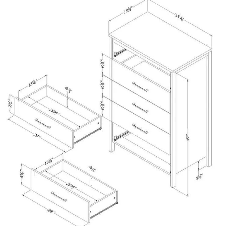 Meubles South Shore 5-Drawer Chest - South Shore GRAY MAPLE Sale