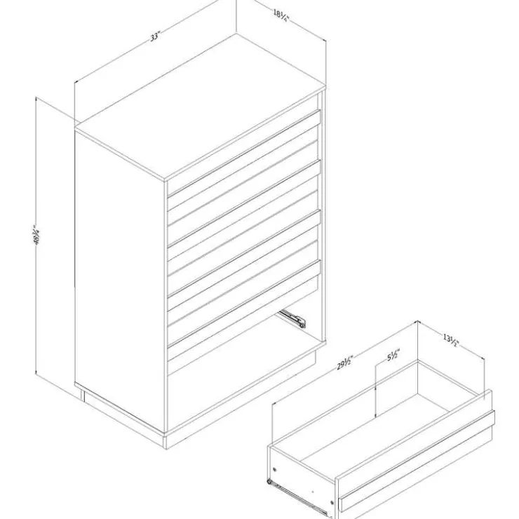 Meubles South Shore 5-Drawer Chest - South Shore Whitewashed Oak Online