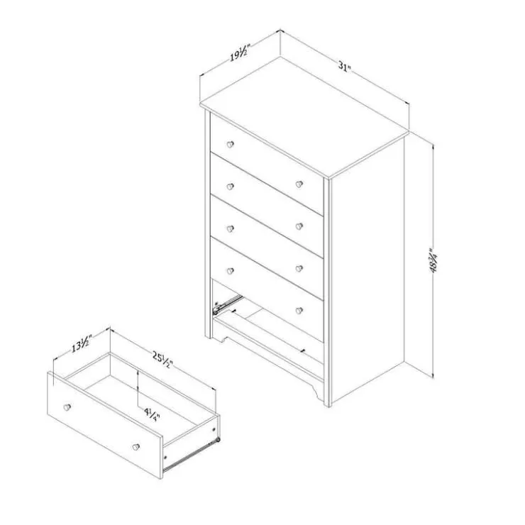 Meubles South Shore 5-Drawer Chest - South Shore Natural Ash Discount