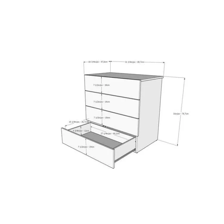 Nexera 4-Drawer Chest, Bark Grey Online