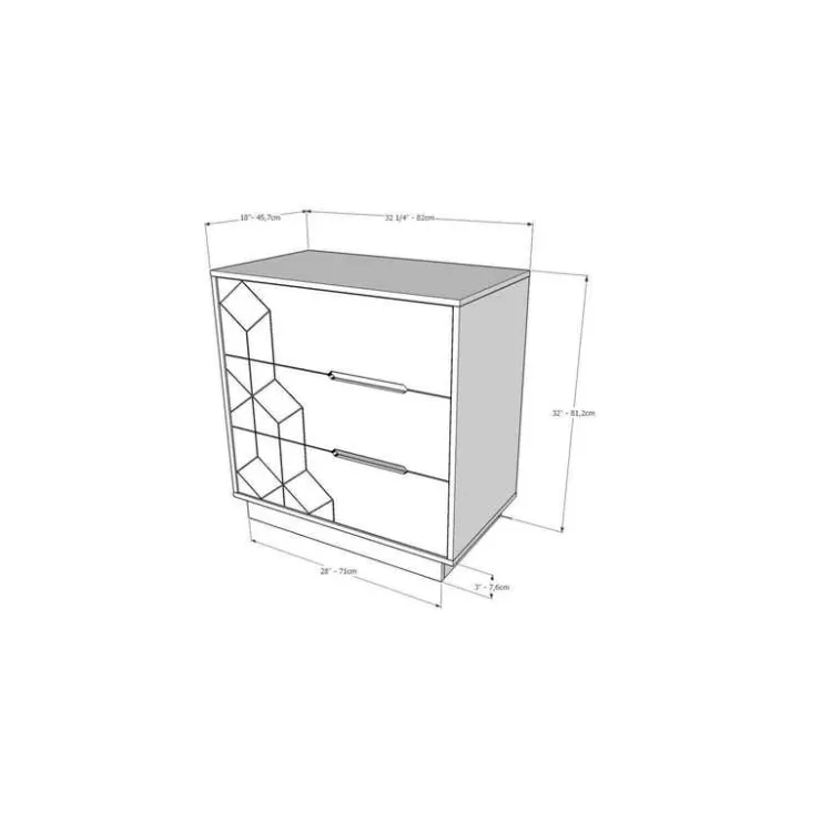 Nexera 3-Drawer Chest, - White Sale