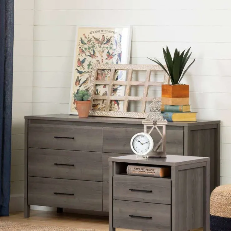 Meubles South Shore 6-Drawer Double Dresser And Nightstand Set - South Shore Gray Online