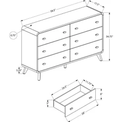 Monarch 6-Drawer Dresser Oak