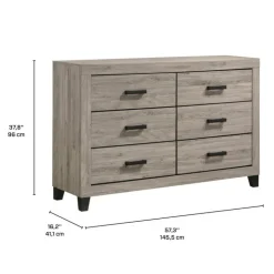 6-Drawer Dresser Light Grey Outlet