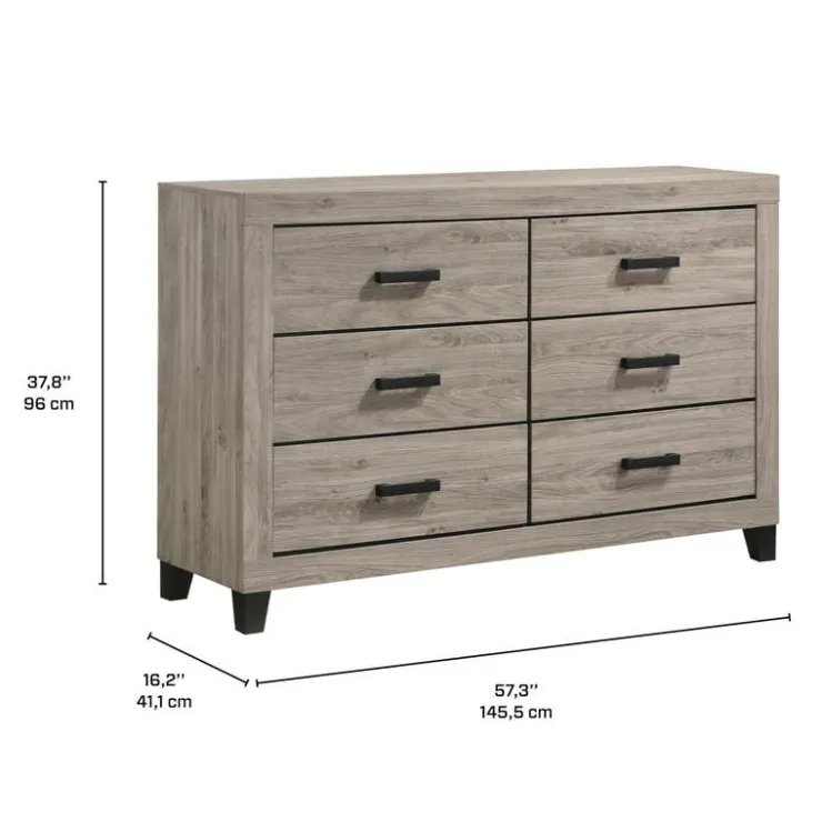 6-Drawer Dresser Light Grey Outlet