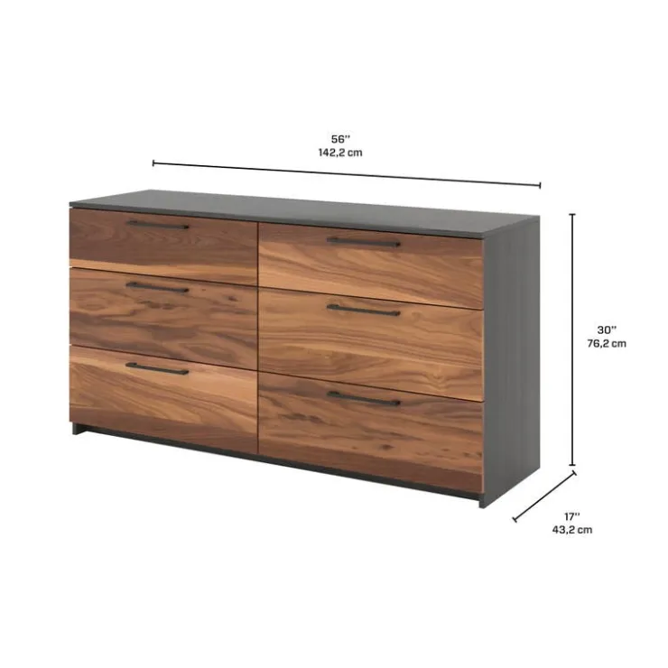 MEQ 6-Drawer Dresser SLATE/WALNUT Outlet