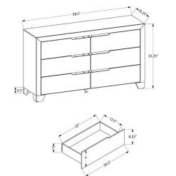 Monarch 6-Drawer Dresser White New