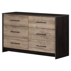 Meubles South Shore 6-Drawer Dresser - South Shore WEATHERED OAK AND RUBBED BLACK Clearance