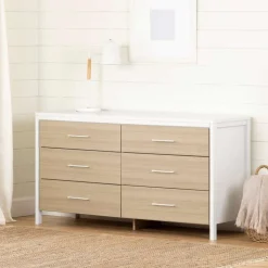 Meubles South Shore 6-Drawer Dresser - South Shore White and Soft Elm Clearance