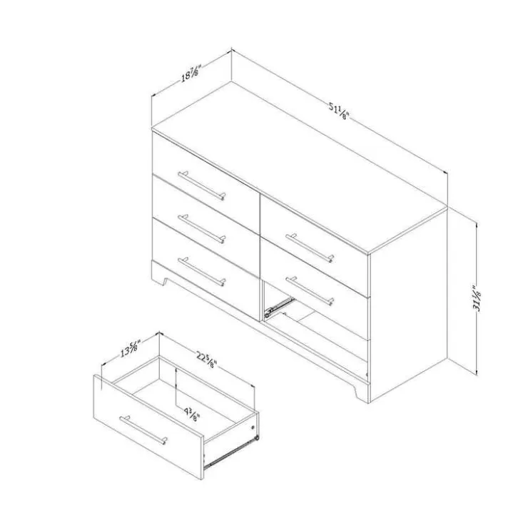 Meubles South Shore 6-Drawer Dresser - South Shore RUSTIC OAK Online