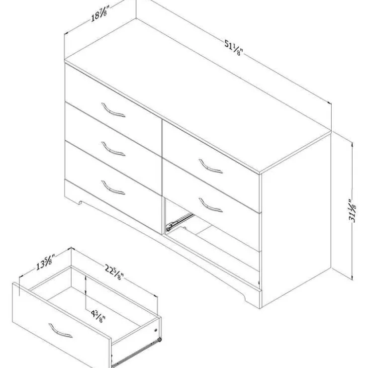 Meubles South Shore 6-Drawer Dresser - South Shore Weathered Oak New