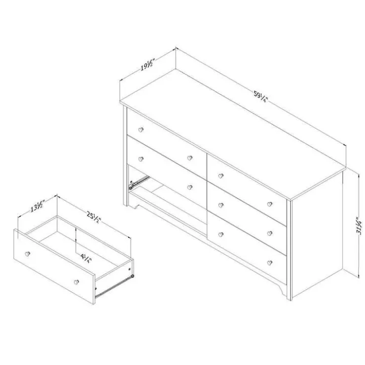 Meubles South Shore 6-Drawer Dresser - South Shore PURE WHITE Best