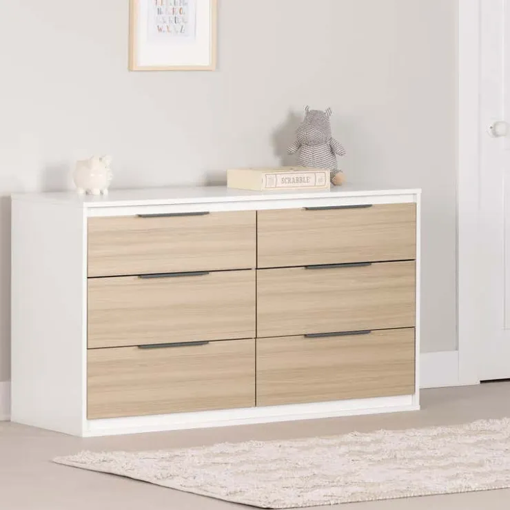 Meubles South Shore 6-Drawer Dresser - South Shore Soft Elm and White Hot
