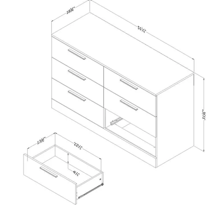 Meubles South Shore 6-Drawer Dresser - South Shore Bleached Oak Discount