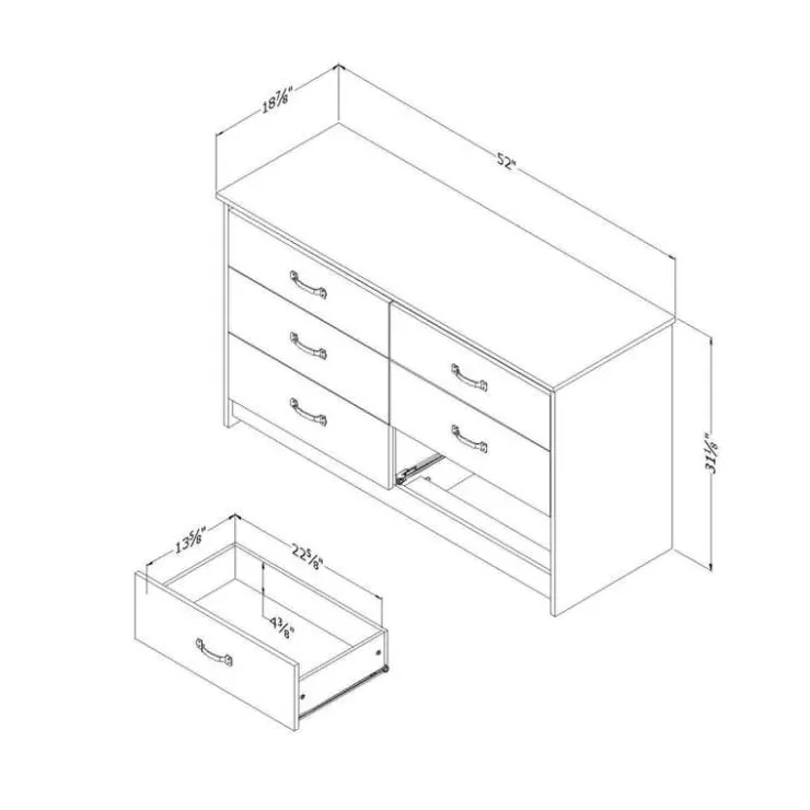 Meubles South Shore 6-Drawer Dresser - South Shore WEATHERED OAK Best