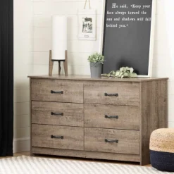 Meubles South Shore 6-Drawer Dresser - South Shore WEATHERED OAK Best