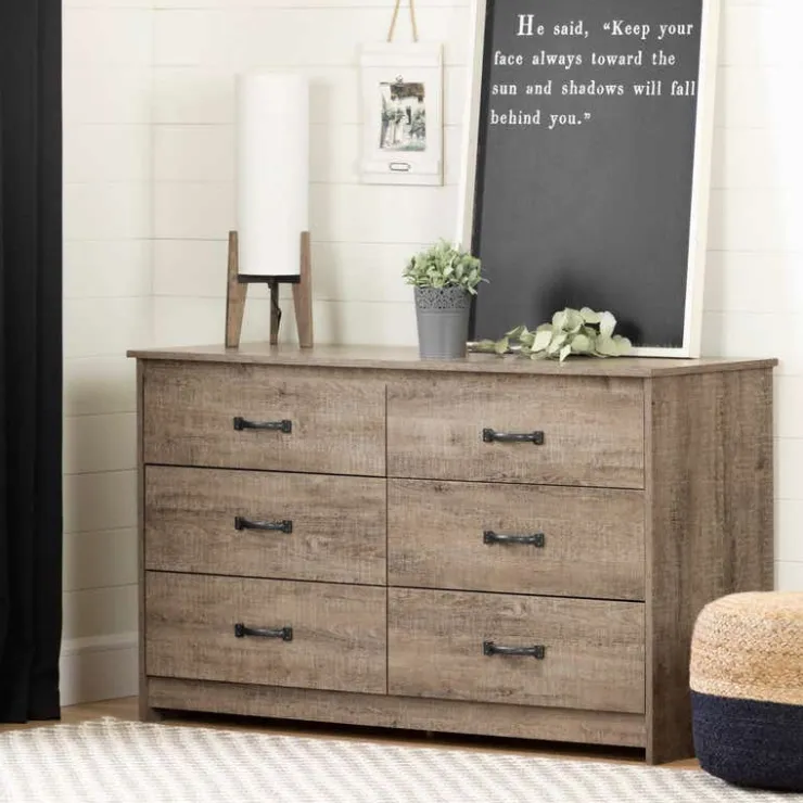 Meubles South Shore 6-Drawer Dresser - South Shore WEATHERED OAK Best