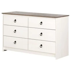 Meubles South Shore 6-Drawer Dresser - South Shore WHITE WASH AND WEATHERED OAK Hot