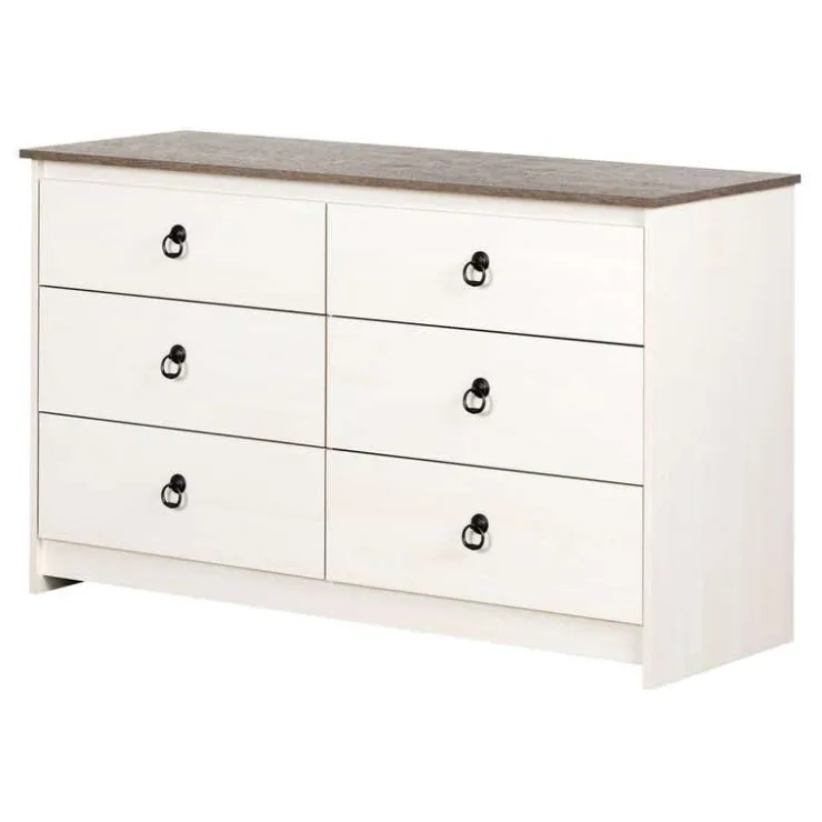 Meubles South Shore 6-Drawer Dresser - South Shore WHITE WASH AND WEATHERED OAK Hot