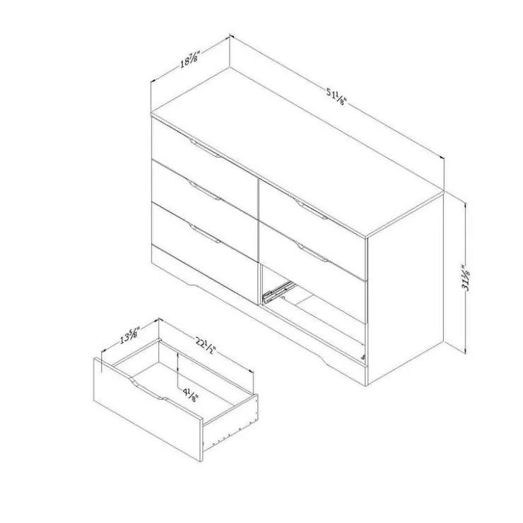 Meubles South Shore 6-Drawer Dresser - South Shore Black Oak Online