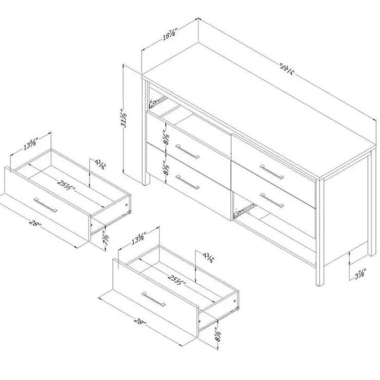 Meubles South Shore 6-Drawer Dresser - South Shore GRAY MAPLE Clearance