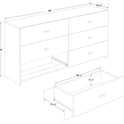 SUA-V 6-Drawer Dresser - Taupe