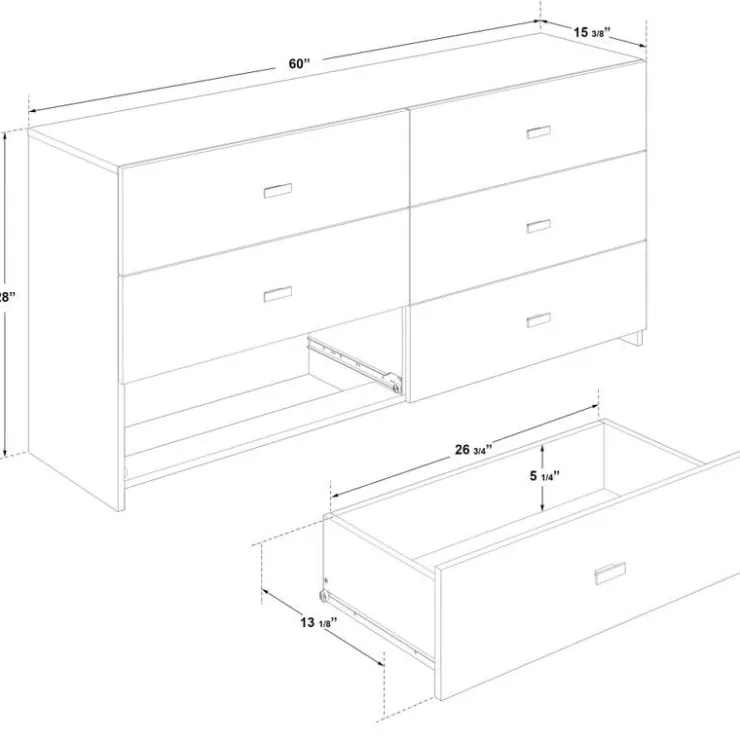 SUA-V 6-Drawer Dresser - Taupe