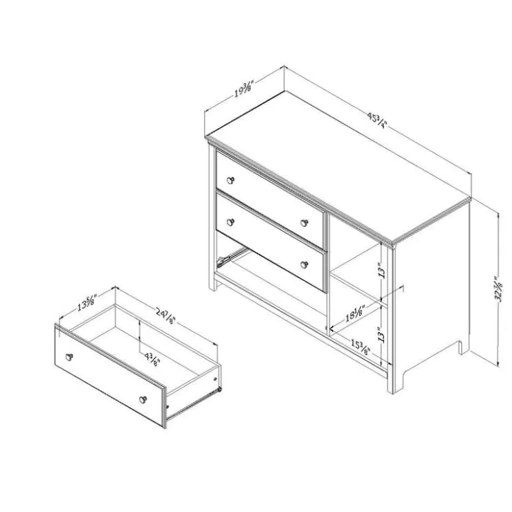 Meubles South Shore 3-Drawer Dresser with Baskets - South Shore Blueberry