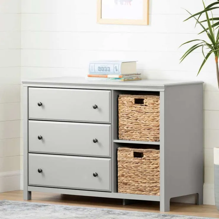 Meubles South Shore 3-Drawer Dresser with Baskets - South Shore SOFT GRAY Clearance