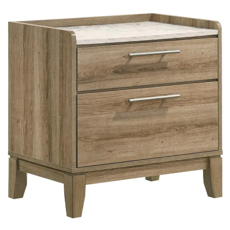 2-Drawer Nightstand Light Brown Best