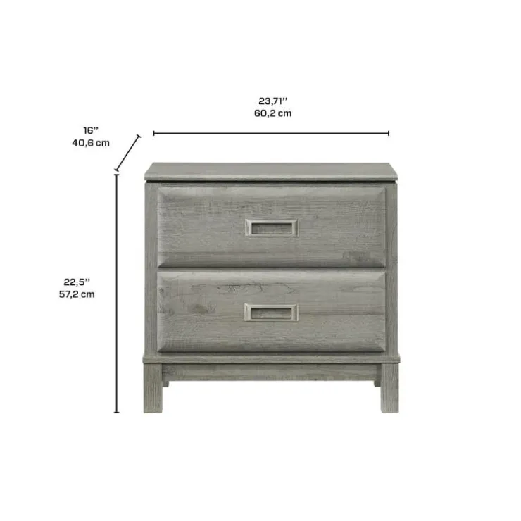 2-Drawer Nightstand Grey Hot
