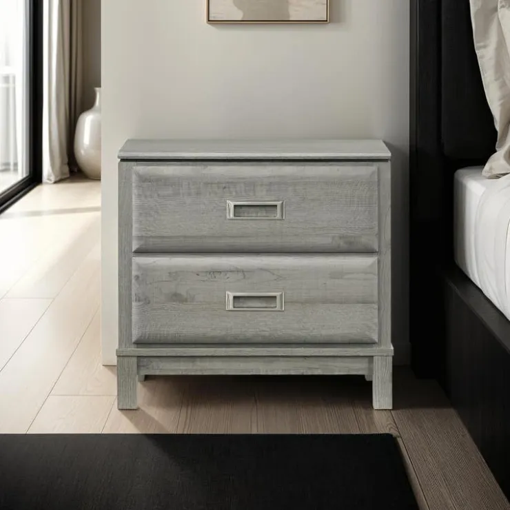 2-Drawer Nightstand Grey Hot