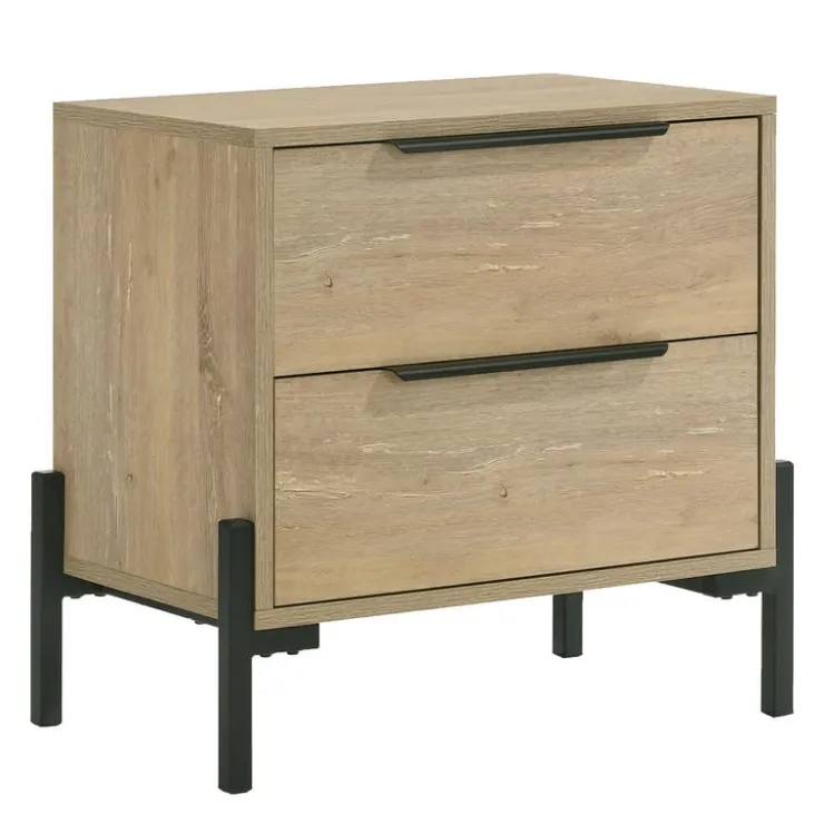 2-Drawer Nightstand Natural, black legs and legs Sale