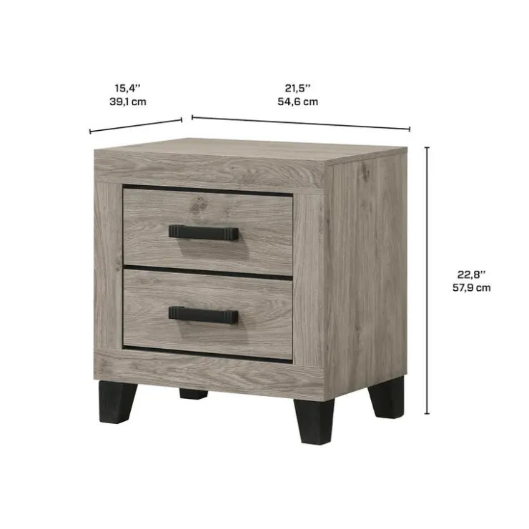 2-Drawer Nightstand Light Grey Clearance
