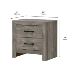 2-Drawer Nightstand Grey Sale