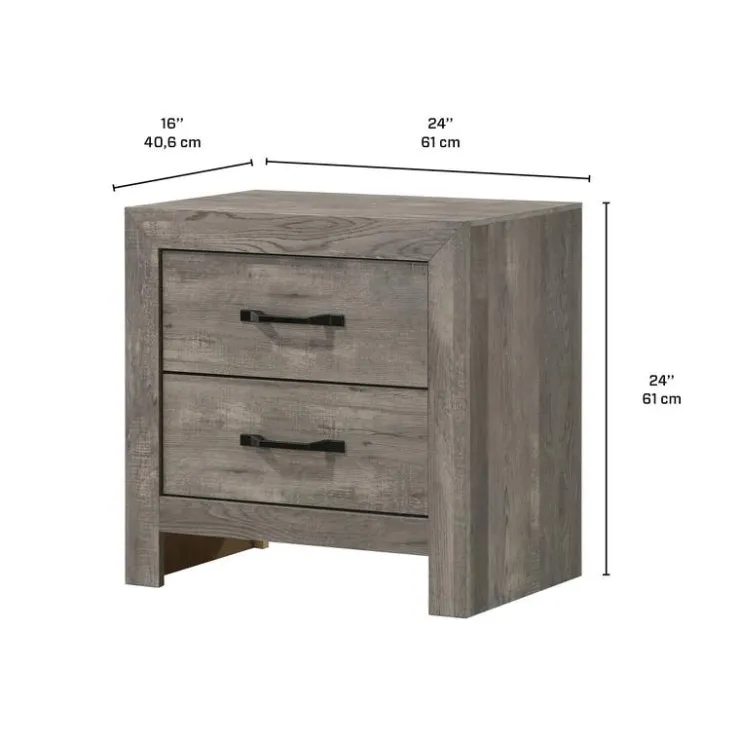 2-Drawer Nightstand Grey Sale