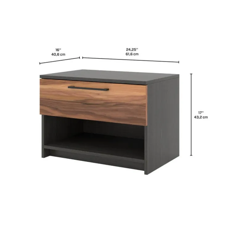 MEQ 1-Drawer Nightstand SLATE/WALNUT Discount