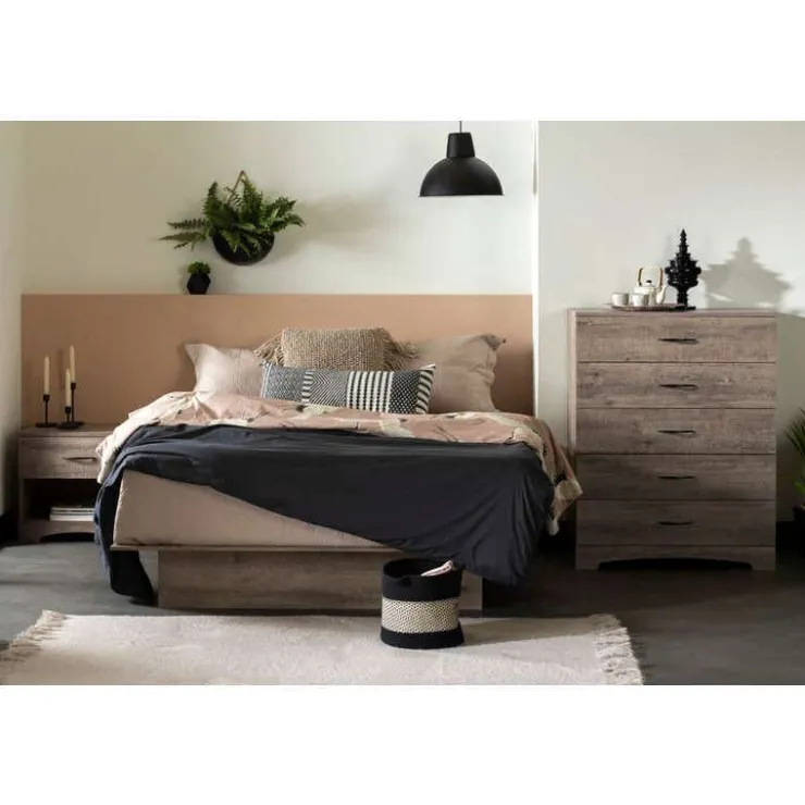 Meubles South Shore 1-Drawer Nightstand - End Table With Storage - South Shore Weathered Oak New