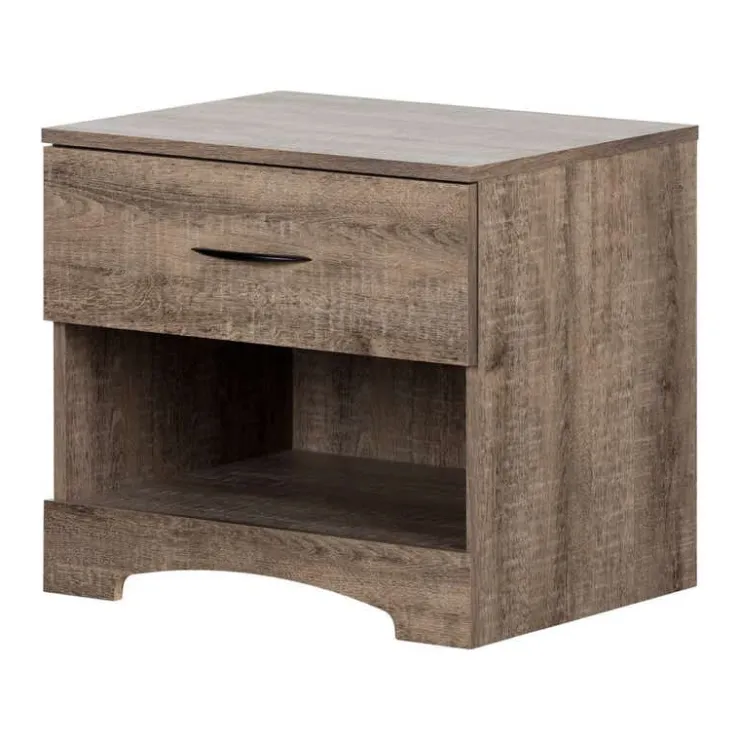 Meubles South Shore 1-Drawer Nightstand - End Table With Storage - South Shore Weathered Oak New