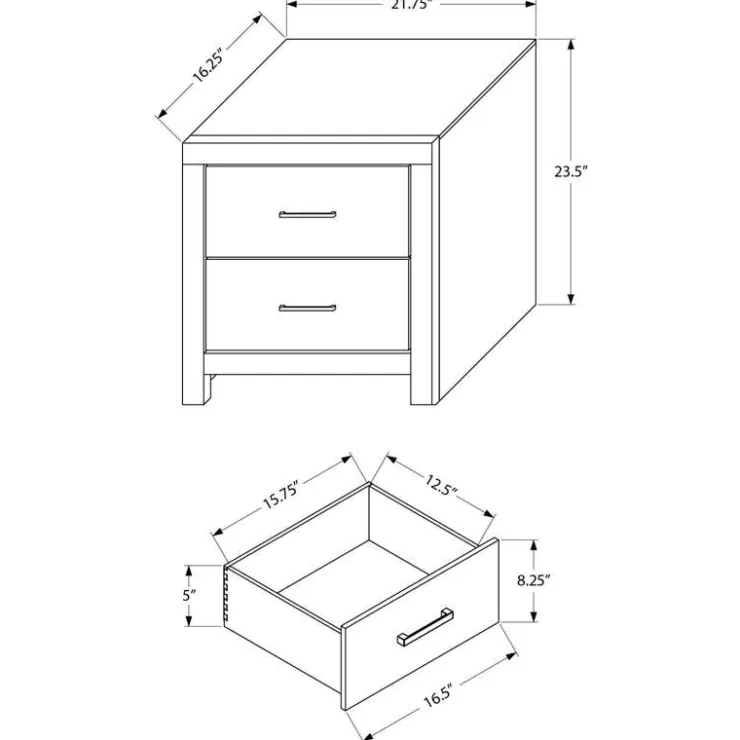 Monarch 2-Drawer Nightstand - Oak Discount