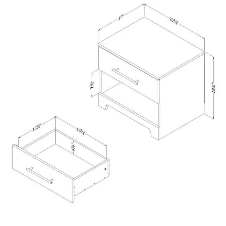 Meubles South Shore 1-Drawer Nightstand - South Shore RUSTIC OAK Online