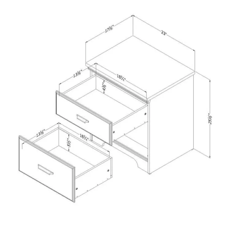 Meubles South Shore 2-Drawer Nightstand - South Shore GRAY MAPLE Discount