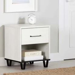 Meubles South Shore 1-Drawer Nightstand - South Shore White Pine and Black Matte Discount