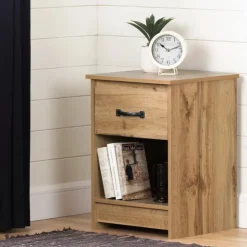 Meubles South Shore 1-Drawer Nightstand - South Shore Nordik Oak Outlet