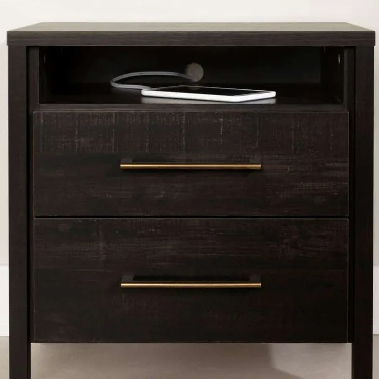 Meubles South Shore 2-Drawer Nightstand - South Shore Rubbed Black